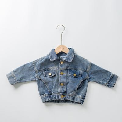 China Anti-wrinkle fashion baby kids jeans coat good quality baby boy denim blue washable cool jackets for sale