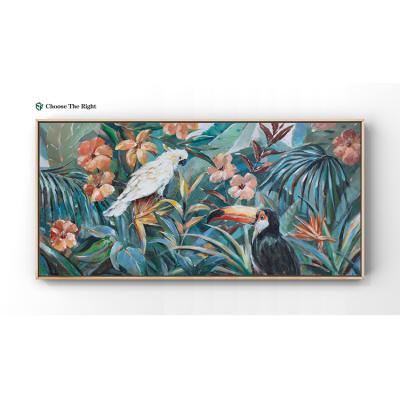 China Creative& China Factory Supplier OEM Customization China Factory Supplier Large Color Jungle Bird Oil Painting Canvas Cheap Framed Painting For Wall Hotel Art Decor for sale