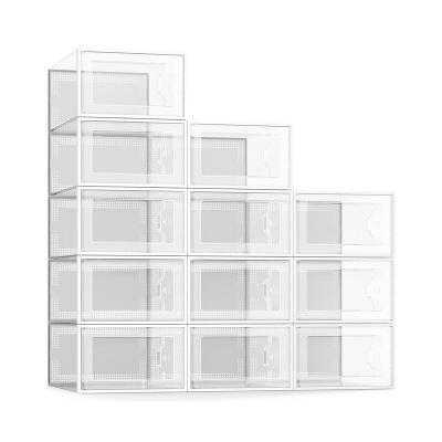 China Foldable Clear Plastic Shoe Storage Box Organizer Sneaker Container Bin Bin Holder for sale