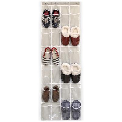 China Home Back Door Grid Living Room Storage 24 Bag Nonwoven Multi-Layer PVC+ Shoe Hanging Hanging Bag for sale