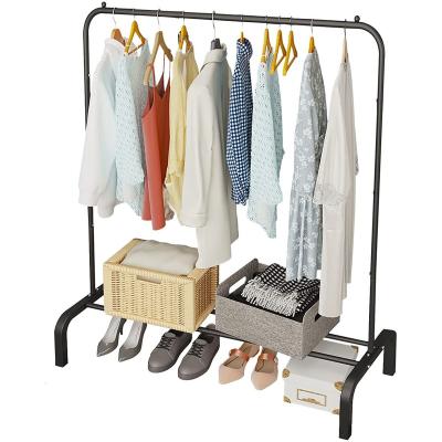 China Living Room Metal Clothing Rack Garment Rack with Bottom Shelf for Hanging Clothes Coats for sale