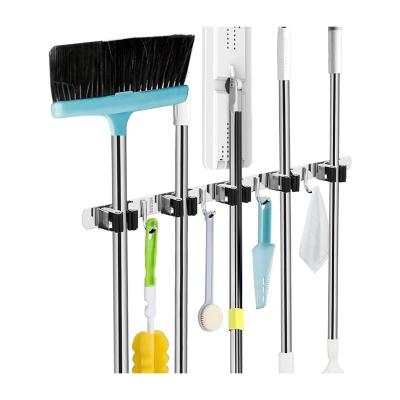 China Waterproof Organizer Storage Tool Stainless Steel Wall Mount Broom and Broom Holder Garage Racks for sale