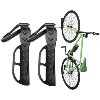 China 2 Pack Wall Mount Bike Rack Bicycle Carrier Anti-scuff Rubber Hook with Tire Tray Storage System Bike Bicycle Hook Hanger for Indoor Garage for sale