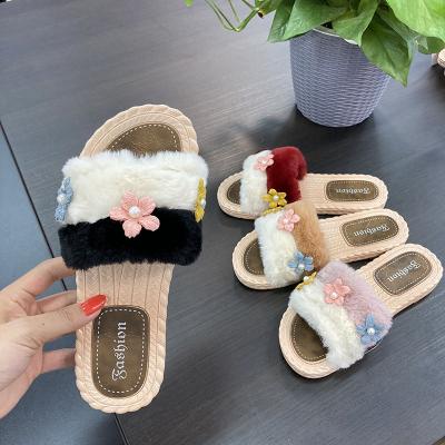 China Wholesale Cheap Customized Cotton Slipper Winter Fashion Trend Home Furry Warm Fuzzy Slides Slippers Rubber Soft Unique Indoor Shoes For Women for sale