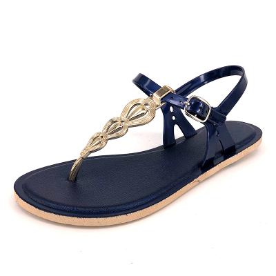 China CUSHIONING Factory Custom Sandals For Women Servo Cheap Price Open Toe Slipper Beach Thong Sandals Roman Style Flat Sandal Femme for sale