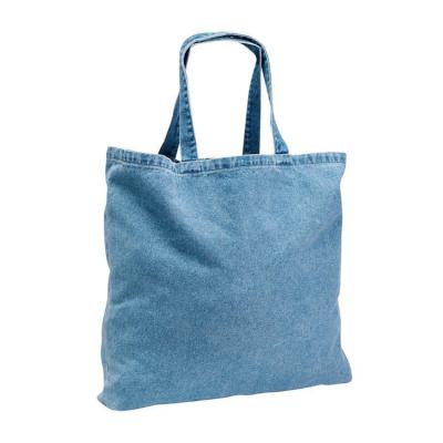 China New Button Foldable Cotton Twill Bookbag Handled Promotion Gift Blue Shopping Bag for sale