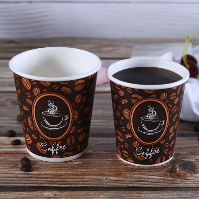 China Recyclable Customized Printed Disposable Single Double Wall Corrugated Hot Drink Paper Coffee Cup Food Grade Paper Customized Logo Accept for sale