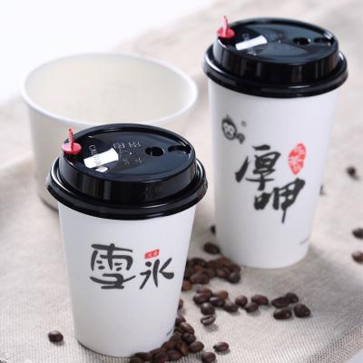 China Bio-degradable ZJPACK custom logo takeaway 7oz 8oz 16oz 22oz warm coffee packaging disposable kraft paper cup with drinking lid cover for sale