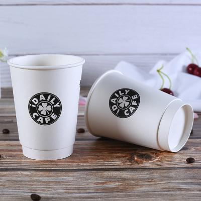 China Recyclable ZJPACK 12oz printed biodegradable disposable custom logo paper coffee cups Double Wall cardboard cup paper cup for sale