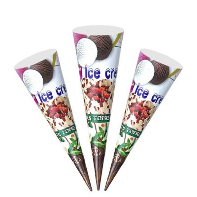 China Disposable ZJPACK Factory wholesale customized ice cream paper tray ice cream cone holder with logo printing for sale