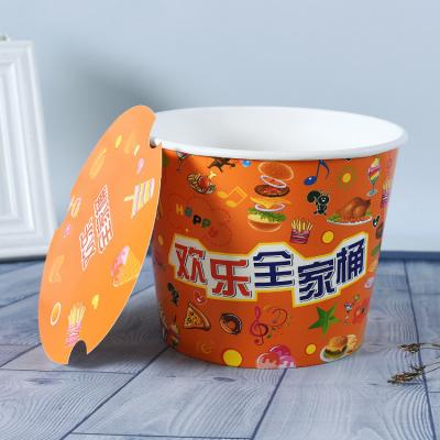 China Bio-degradable ZJPACK Custom Food grade 32oz 46oz 64oz 85oz 130oz 150oz 170oz Disposable Printed Paper Bucket For Popcorn Fried Chicken for sale