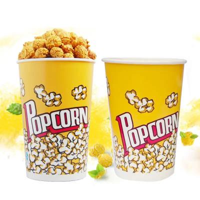 China Bio-degradable ZJPACK wholesale 32oz-170oz custom disposable paper popcorn buckets popcorn branded paper cups bowls bucket for popcorn for sale