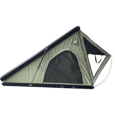 China Diagonal tie type outdoor aluminum hard top hard shell roof top tent camping roof triangle triangle shell tent for sale