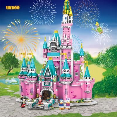 China Building Toy UKBOO 1676PCS Cartoon Brick DIY Small Particles Model City Pink Princess Castle Blocks Bricks Building Toy For Gift Children for sale