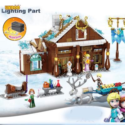 China Toy Free Shipping Ice Snow Princess Grocery Store Lighting Model Girls Educational Assembling Building Block Children's Toys Gift for sale