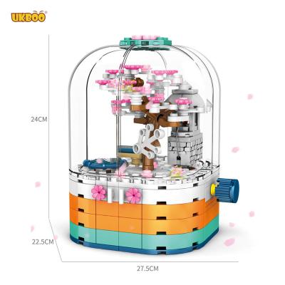 China Free Shipping Cherry Blossom Season Sakura Rotating Flower Lighting Box Toy UKBOO 259 Pcs Building Block Building Block Bricks Birthday Toys Gifts for sale