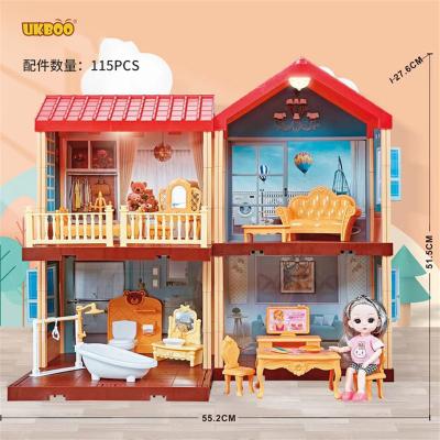 China Battery Operated Toy Free Shipping UKBOO Friends Family Room Dollhouse Playset Dreamhouse Building Toys Dream Doll Pretend Doll Room For Girl Gift for sale