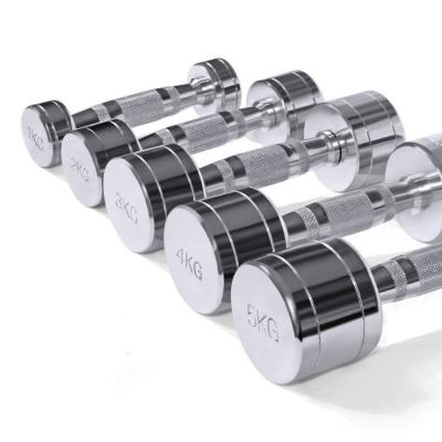 China More Wear Resistant Stainless Steel Dumbbell Plated Chrome Round Tip Dumbbell for sale