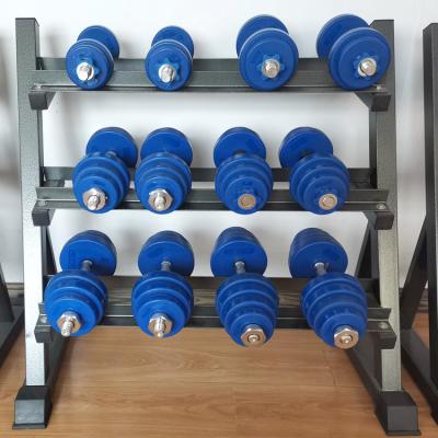 China Gym Equipment Quality Adjustable Dumbells Electroplating Dumbbell With Cheap Price 10-50kg Dumbells Green Cast Iron Band for sale