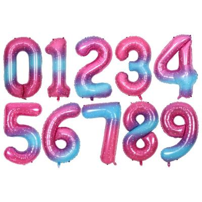 China New 40 Inch Children's Birthday Decoration Pink And Blue Gradient Color Number Foil Balloon Helium for sale