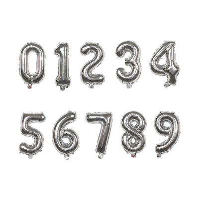 China 16 Inch Number Foil Balloon Decoration New Arrival Birthday Celebration Silver Color for sale