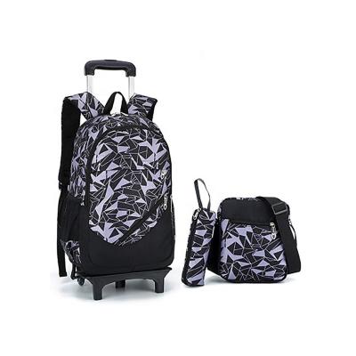 China 3pcs Polyester Kids Rolling Backpacks Luggage Six Wheeled Trolley School Bags for sale