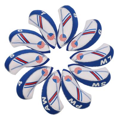 China 10pcs US Flag USA Flag Neoprene Golf Head Covers Set Headcover For Golf Iron for sale