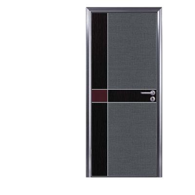 China Modern School Wood Door Laminated Flush Finish MDF Door Doors With Aluminum Frame for sale