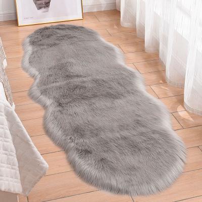 China Lovely Home Anti-slip Good Quality Eco-friendly Soft Furry Carpet Plush Household Wool Gray Blankets for sale