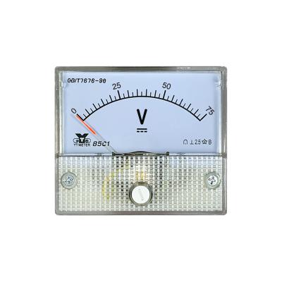 China 85C1 75V Voltmeter Gauge Mounted Instrument For DC Use With Customized Support , DC Size 56 * 64mm 85C1 for sale