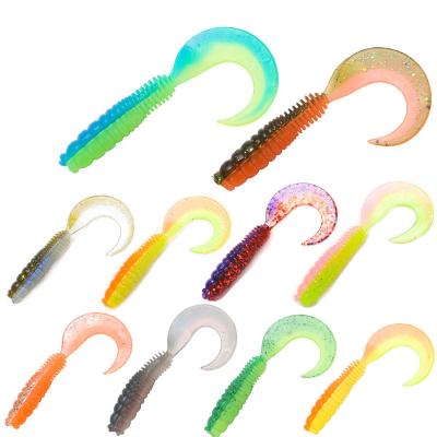 China HUIXIAN PVC Soft Curly Fishing Lure 65mm-2g 8pcs/pack 75mm-3g 7pcs/pack Artificial Lifelike Fishing Lure for sale