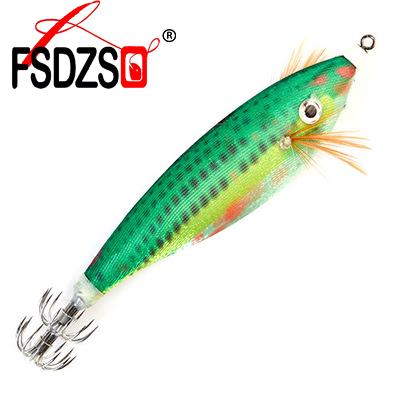 China ABS Plastic Lures Squid Hook 9cm Luminous Fishing Wobblers 16g Building Wooden Octopus Cuttlefish Shrimp Hard Bait 3D Eyes Jigs for sale