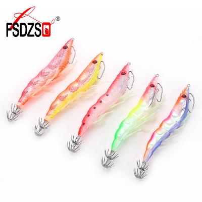 China ABS Plastic NEW Luminous Fishing Lure 13cm 19g Squid Wobblers Hook Baits Sea Octopus Cuttlefish Wooden Shrimp Hard Baits 3D Eyes for sale