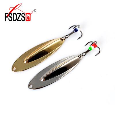 China Ice Fishing Winter Ice Fishing Lure Gold Silver Metal Spoon Spinner 55mm/8g Hard Bait With Treble Hook For Trout Pike for sale