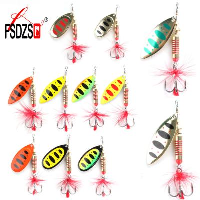 China New Spinner Lure 16 Color 6.5g/10g/13.5g Hard Lure Spoon Fishing Lure With Triple Hook Metal Fishing Tackle PESCA WPE for sale