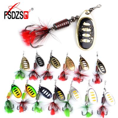 China New Fishing Lures Brass Spoon Spinners Lures Feather Metal Crankbait Hard Baitcast Bass Lures FTK-SYN for sale