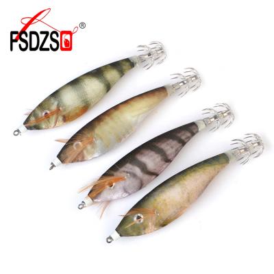 China ABS Plastic Lures Squid Hook 9cm Luminous Fishing Wobblers 16g Building Wooden Octopus Cuttlefish Shrimp Hard Bait 3D Eyes Jigs for sale