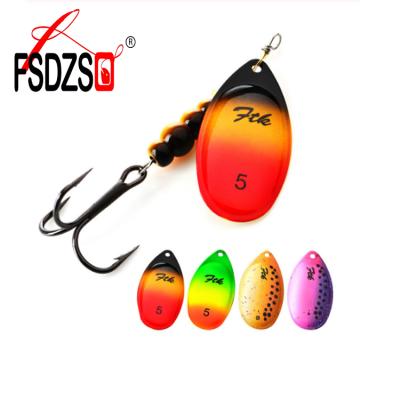 China FTK 1#-5# similar as copper spinner bait fishing lure with treble hook baits hard spoon FTK-SP03 for sale