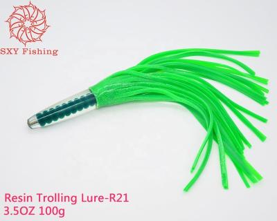 China SXY Resin FISHING Resin Lures Trolling Set Big Lure Plastic Trolling Bait Lure Green Rose R21 for sale