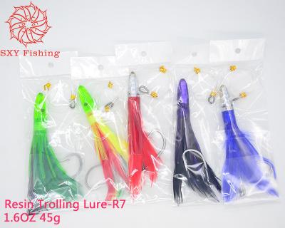 China SXY Resin FISHING Resin Lures Trolling Set Big Lure Lure Colored Goose Feather Plastic Trolling Bait R7 for sale