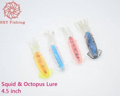 China PVC SXY FISHING Octopus Bait Squid Lure Squid Trolling Fishing Lure Soft Bait Big Game Lure Laser Film Squid 4.5 Inch for sale