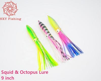 China PVC SXY FISHING Octopus Bait Squid Lure Squid Trolling Trolling Lure Soft Bait Big Game Lure Laser Film Squid 9 Inch for sale