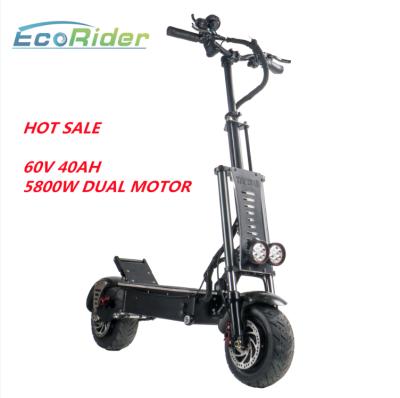 China Scooter Can Customize With Light And Seat Ecorider 90km/h High Speed ​​11 Inch Off Road Vacuum Fat Tire Electric Scooter With 5600w Dual Motor for sale