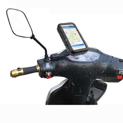 China Adjustable Motorcycle Phone Mount Waterproof 360 Rotation Motorcycle Phone Holder With Rain Cover Motorcycle Phone Holder Bag For Rearview for sale