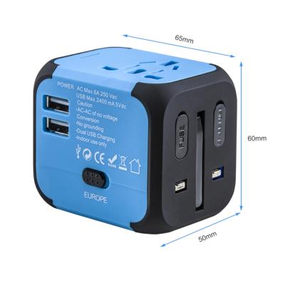 China Global Mobile Phone Tablet MP3 GPS Custom Logo All In One Multi Universal Power Travel Power Plug Travel Adapter European Charger With USB 2 for sale