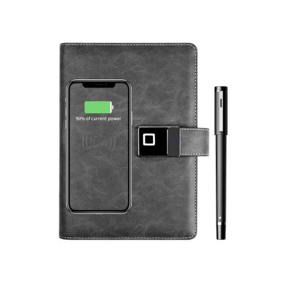 China Custom Reusable Smart Bank Custom Power Bank Reusable Smart Notebook Business Writing Notebook With Fingerprint Lock for sale