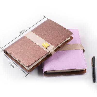 China Sprial Printed Hardcover 2018 Hot Sale PU Leather Silk and Diamond Texture Powerbank Notebook, 6000mah Power Supply with 8GB USB Flash Drive for sale