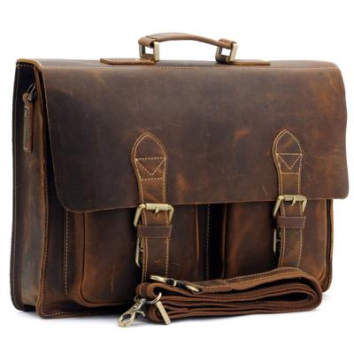 China True Elegance Simple And Noble Vintage Men's Premium Grade Crazy Horse Genuine Leather Messenger Briefcase Briefcase for sale