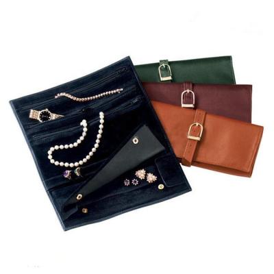 China For Traveling Personalized Wholesale PU Leather Jewelry Roll Bag For Travel for sale