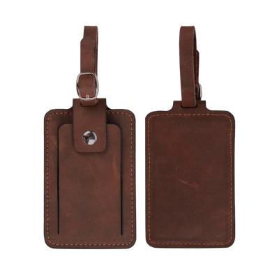 China Durable Genuine Leather Portable Luggage Tag Long Lasting Baggage Tag For Daily Travel for sale